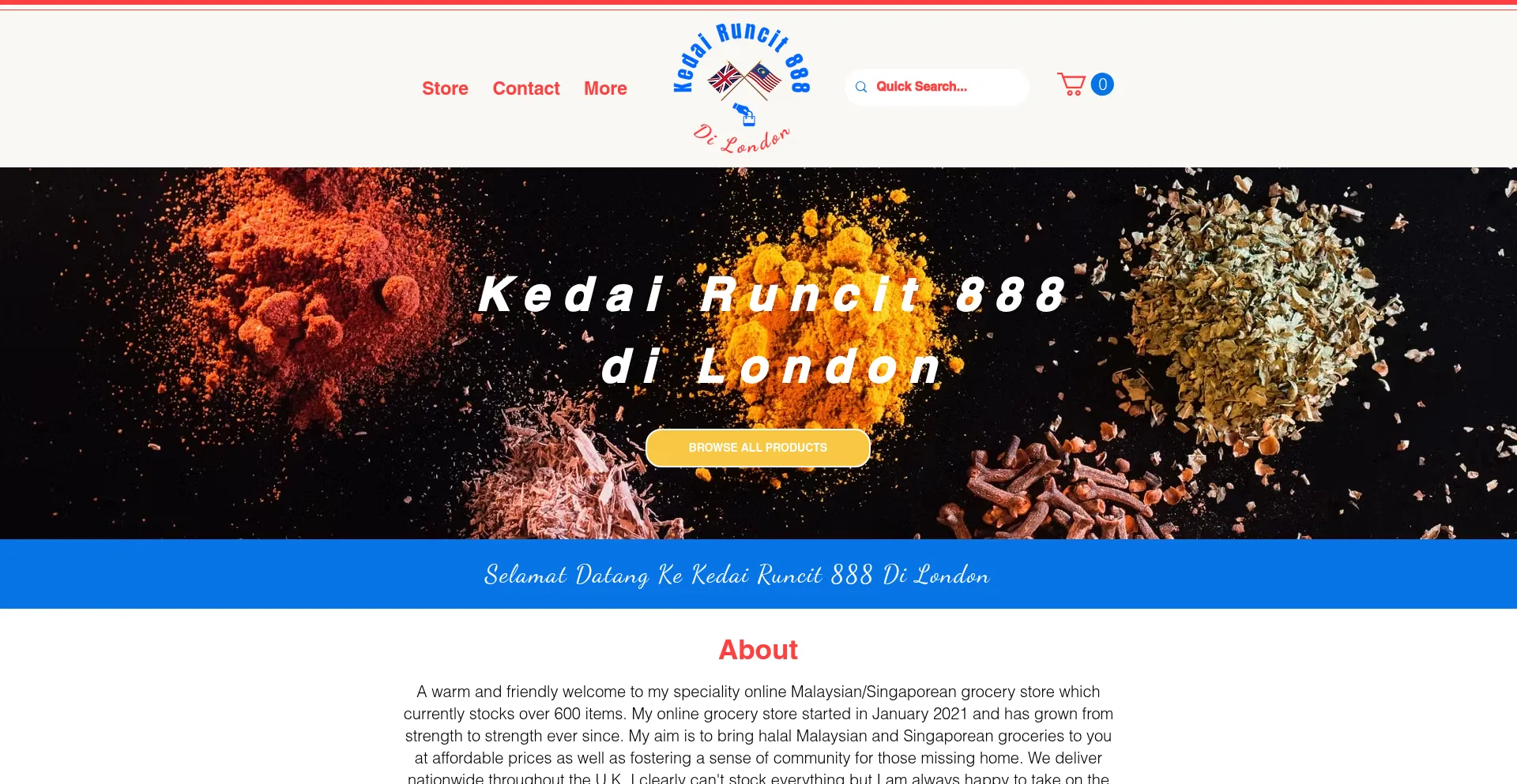 Website screenshot of Kedairuncit888.com