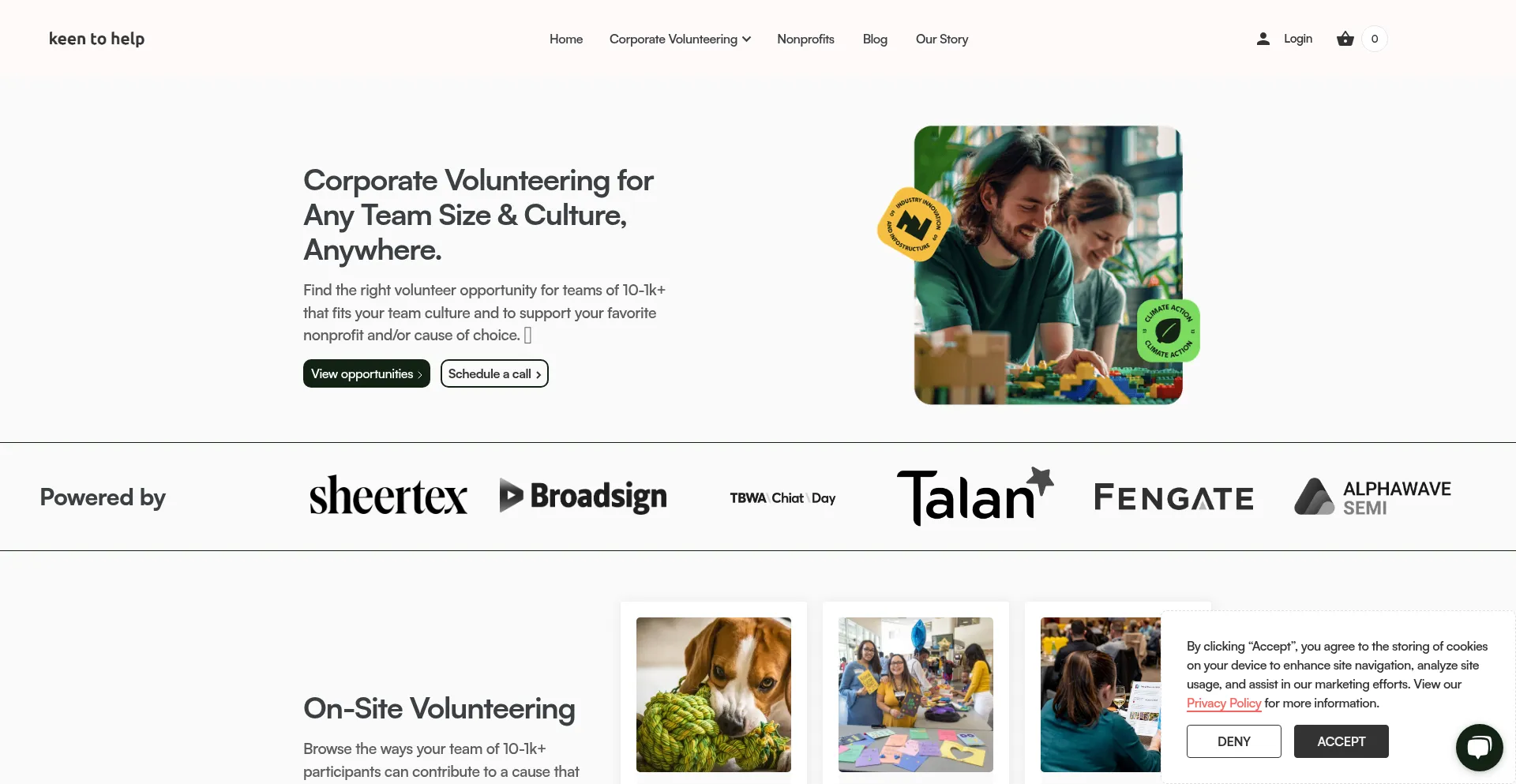 Website screenshot of Keentohelp.com