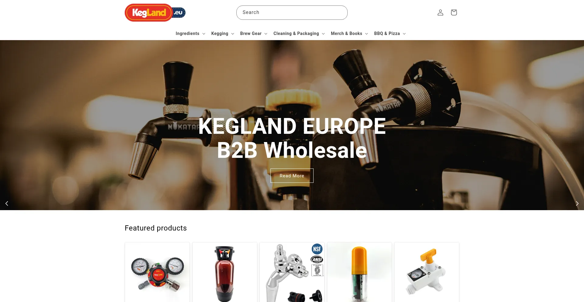 Website screenshot of Kegland.eu