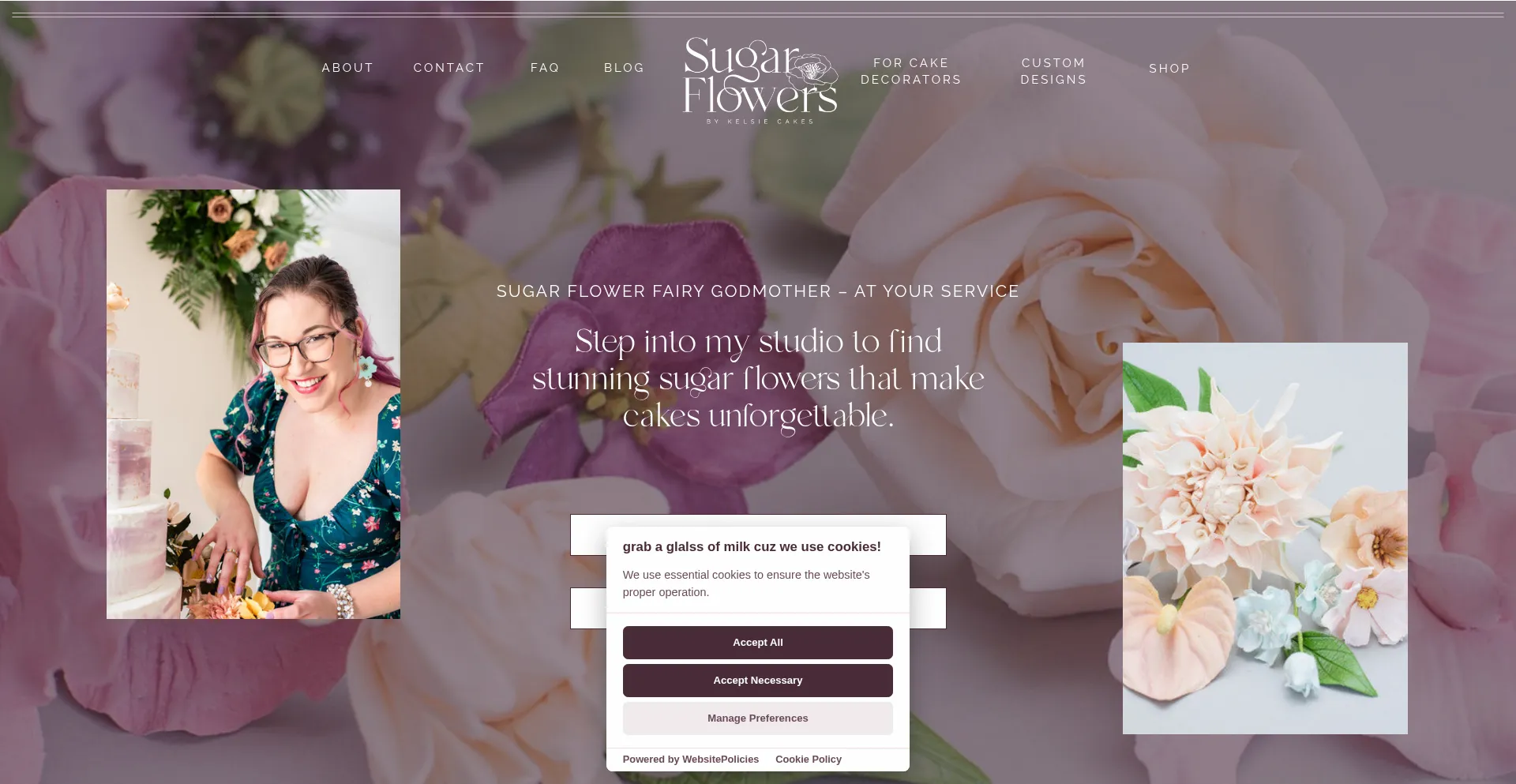 Website screenshot of Kelsiecakes.com