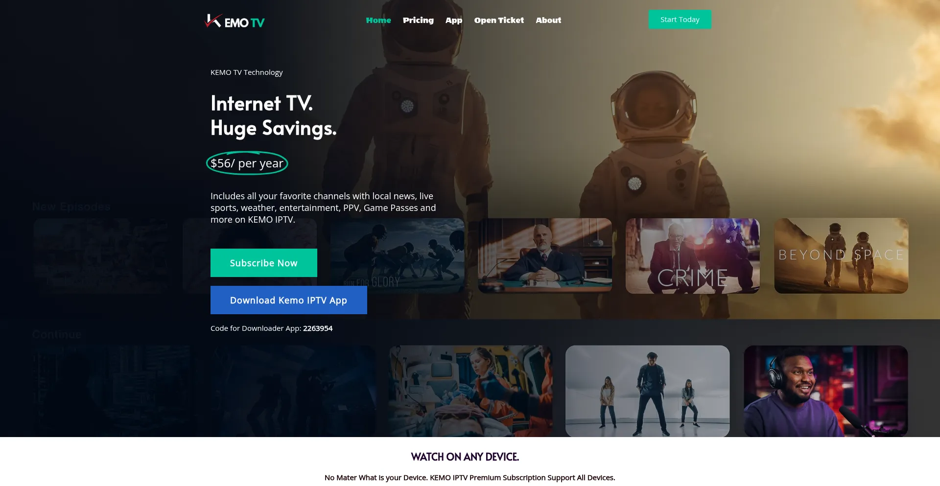 Website screenshot of Kemotv.io