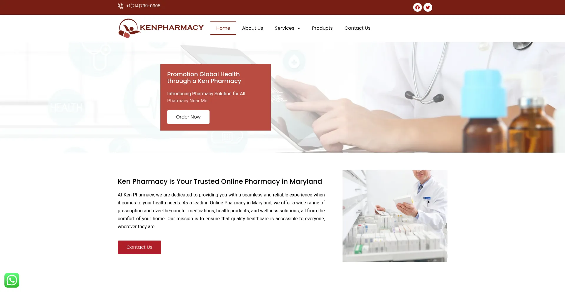Website screenshot of Kenpharmacy.com