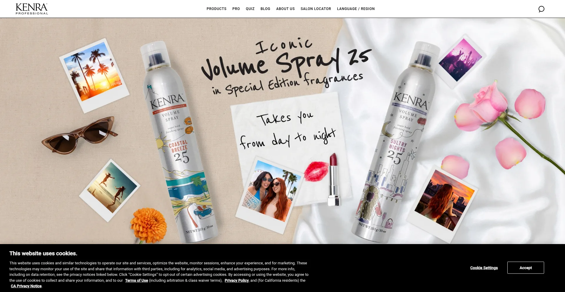 Website screenshot of Kenraprofessional.com