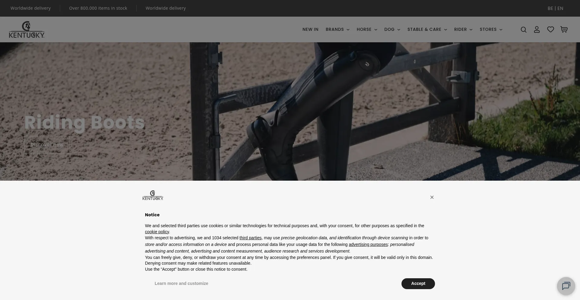 Website screenshot of Kentucky-horsewear.com
