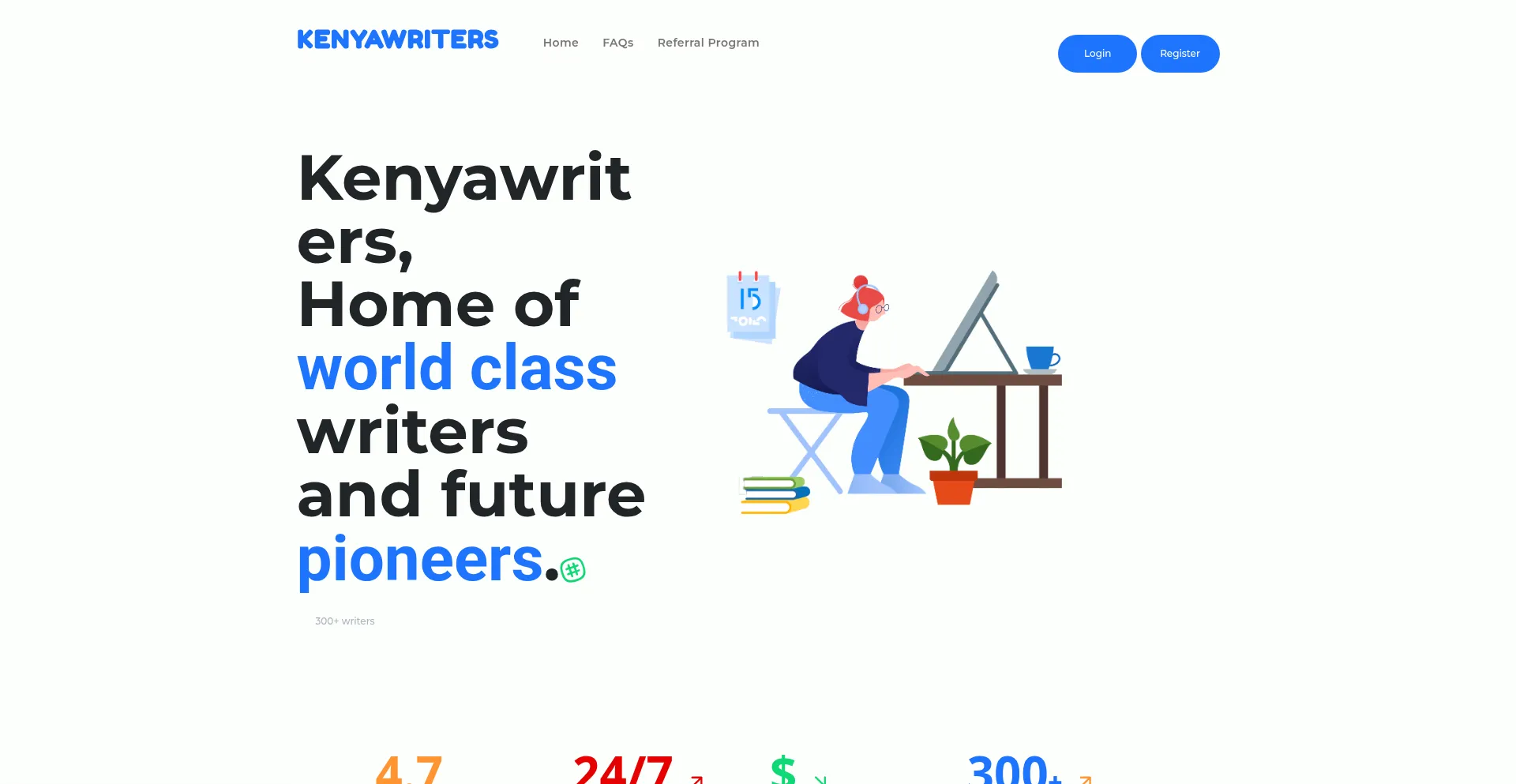 Website screenshot of Kenyawriterz.com