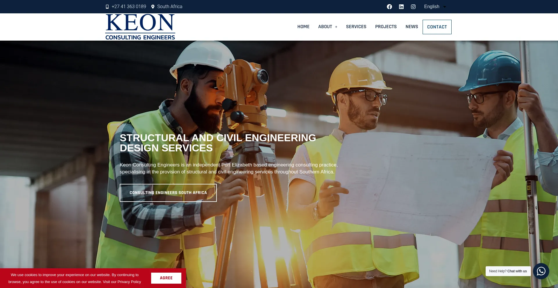 Website screenshot of Keon.co.za