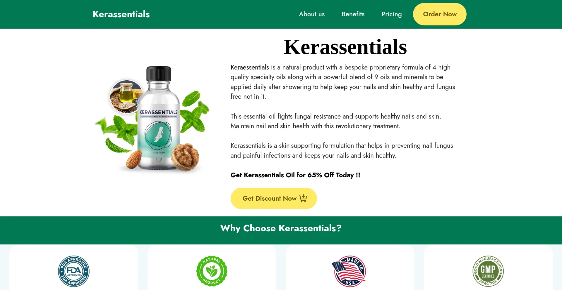 Website screenshot of Kerassentialsstore.com
