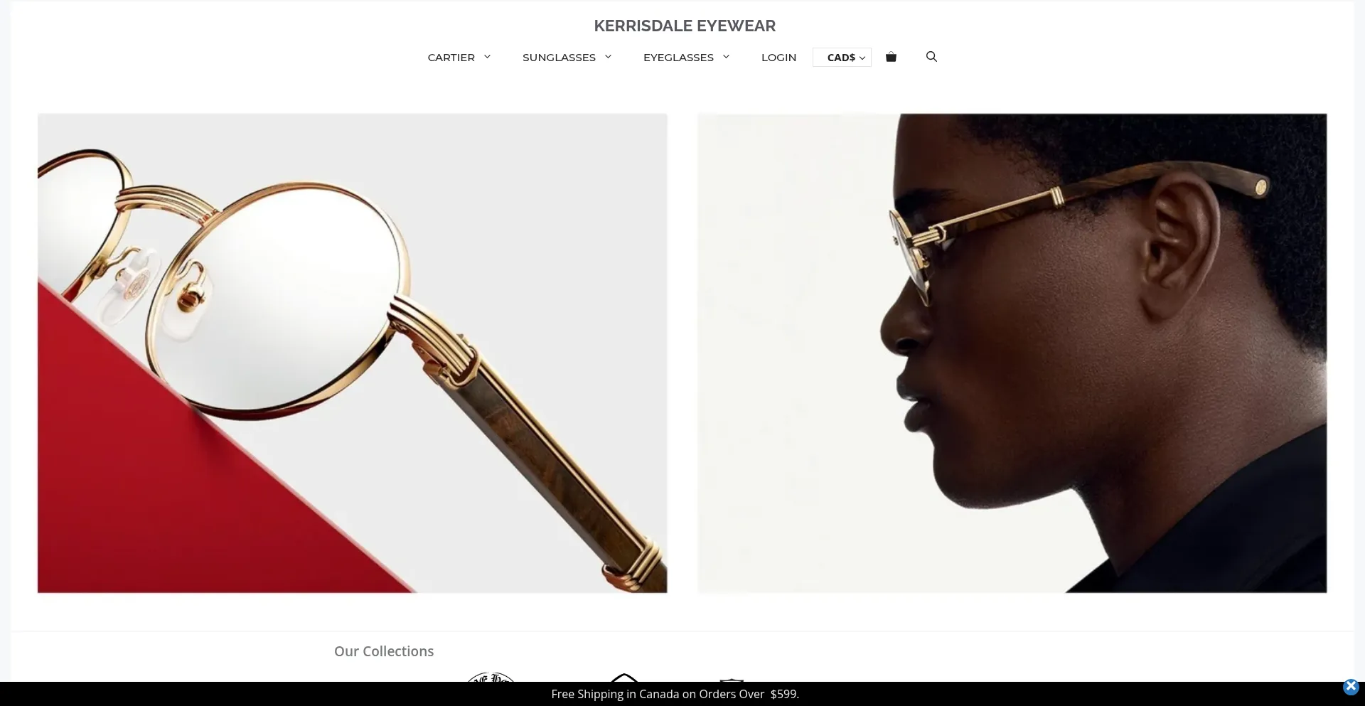 Website screenshot of Kerrisdaleeyewear.com