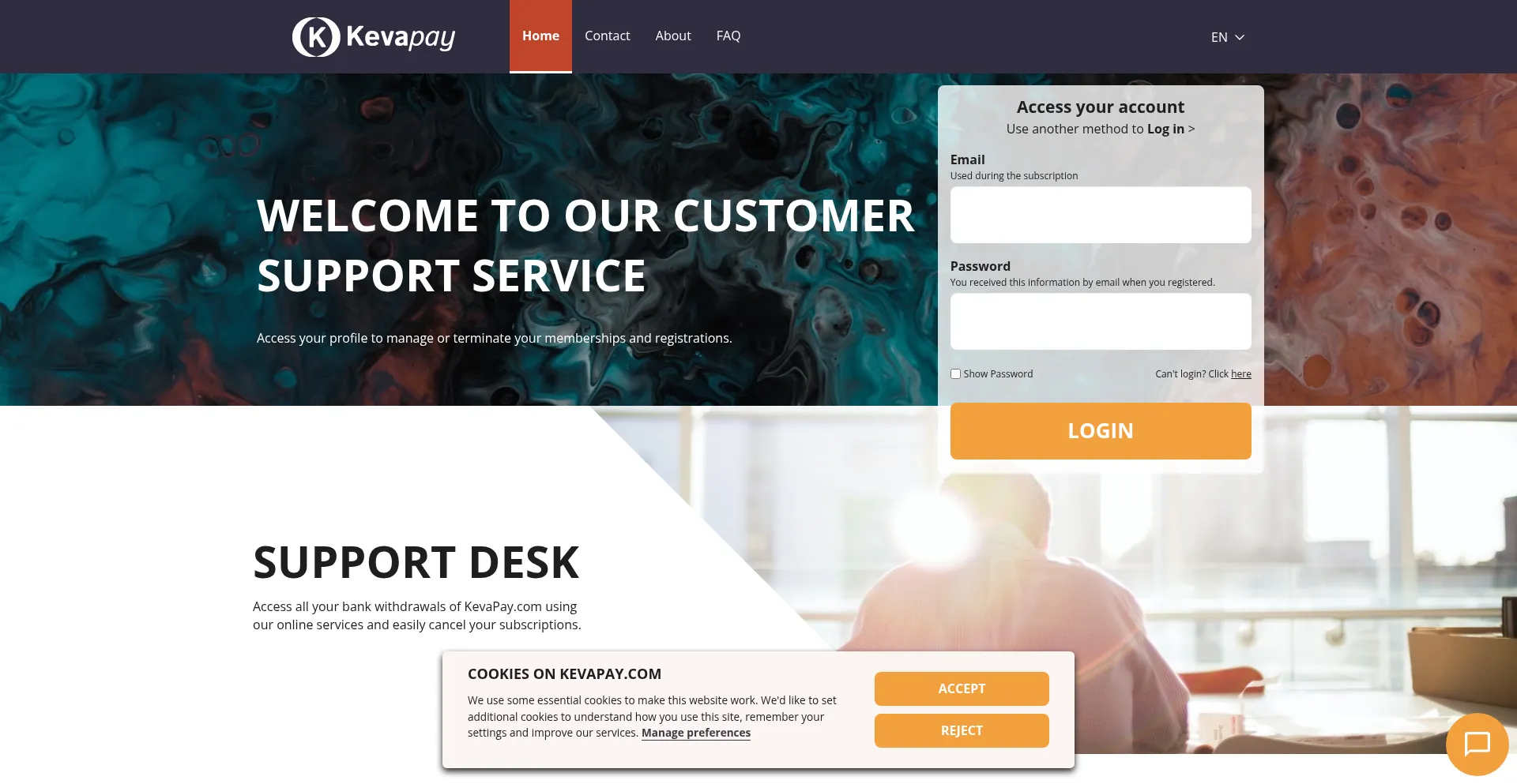 Website screenshot of Kevapay.com