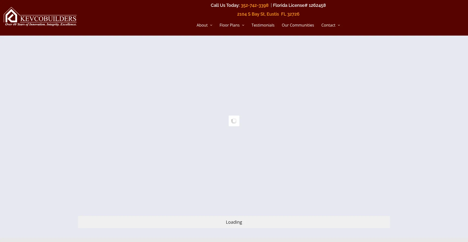 Website screenshot of Kevcobuilders.com