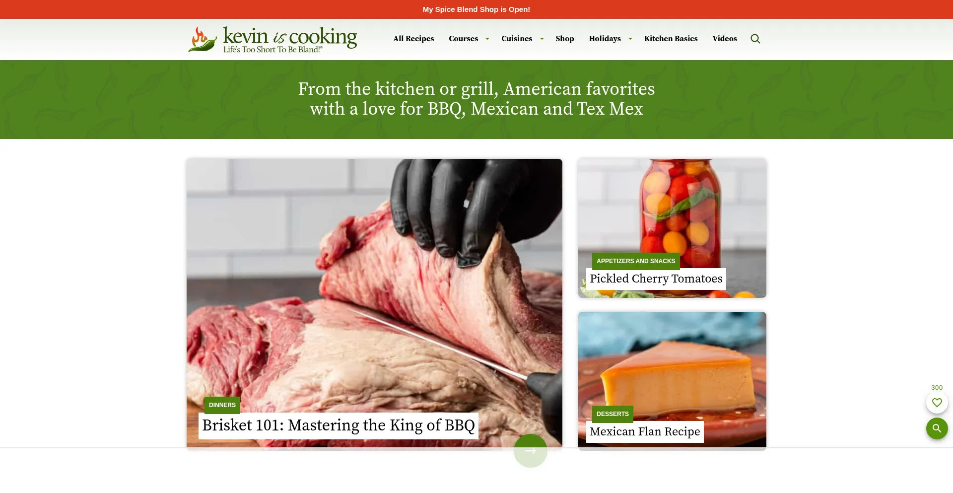 Website screenshot of Keviniscooking.com
