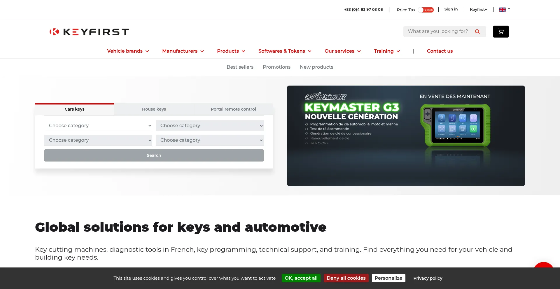 Website screenshot of Keyfirst.eu