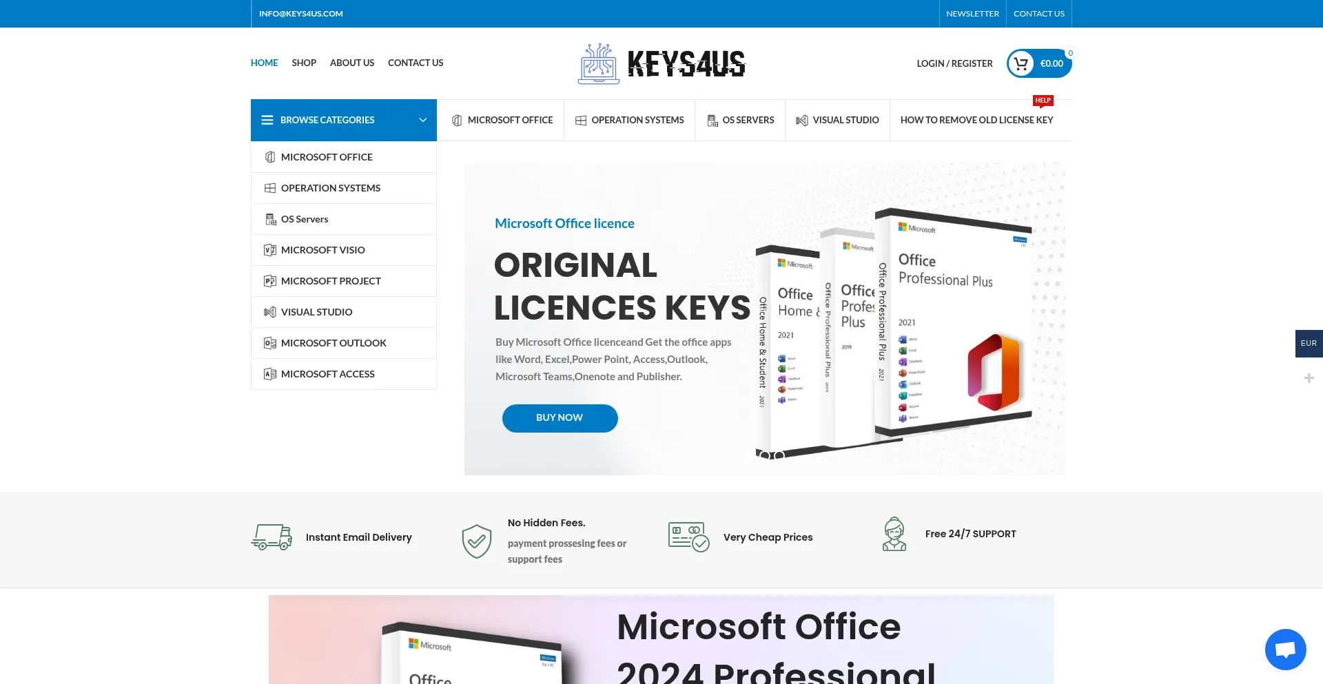 Website screenshot of Keys4us.com