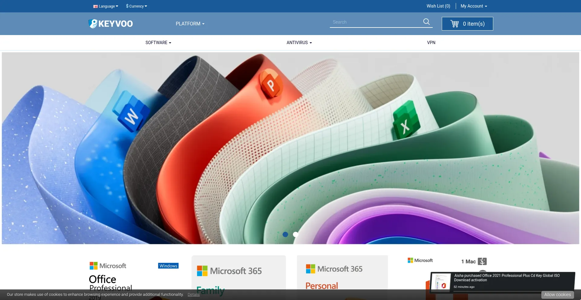 Website screenshot of Keyvoo.com