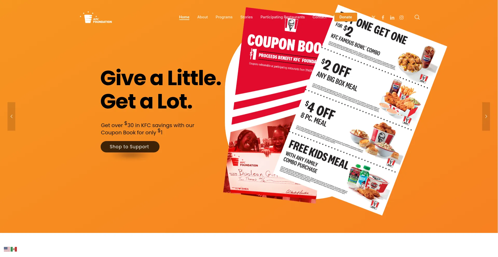 Website screenshot of Kfcfoundation.org