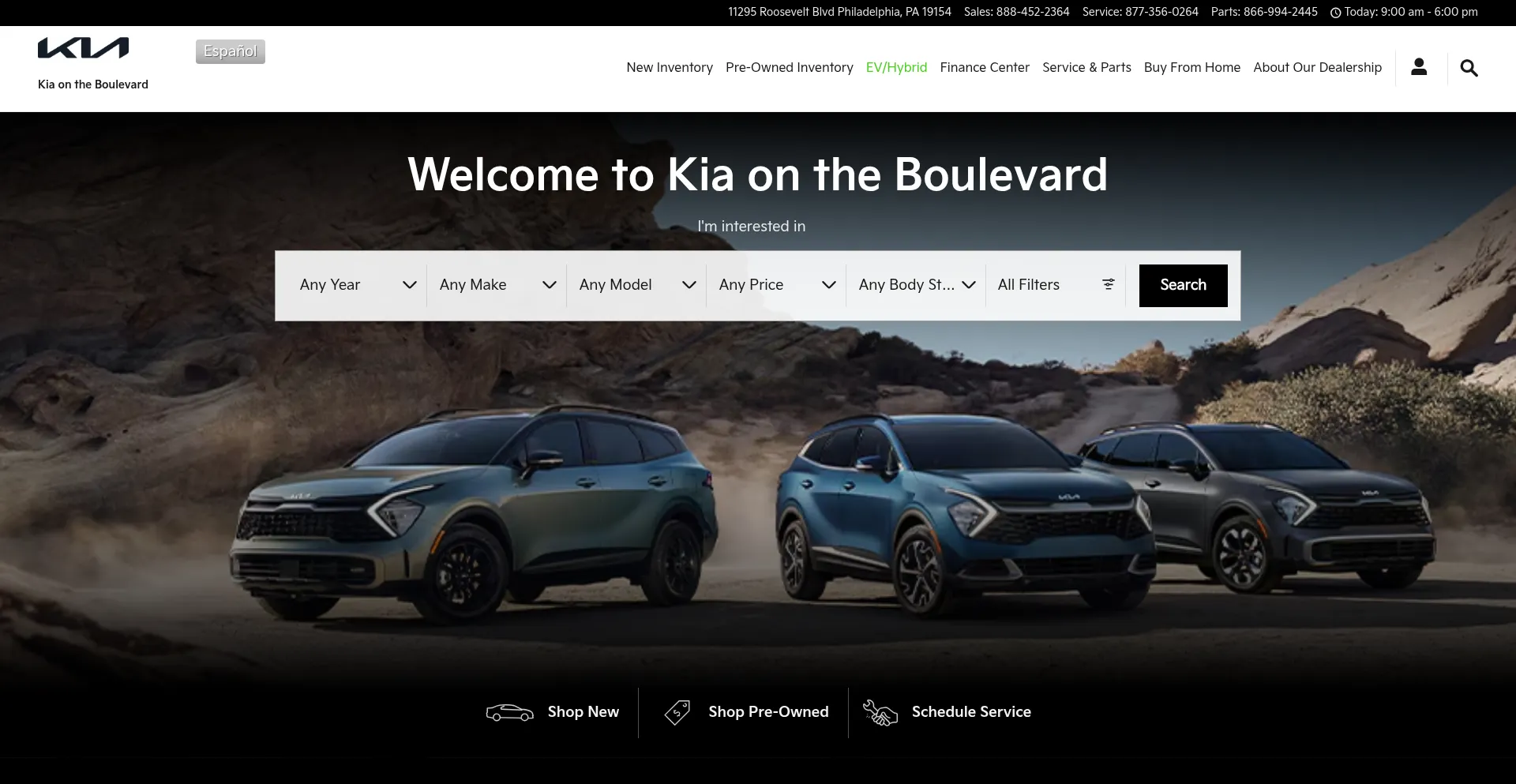 Website screenshot of Kiaontheblvd.com