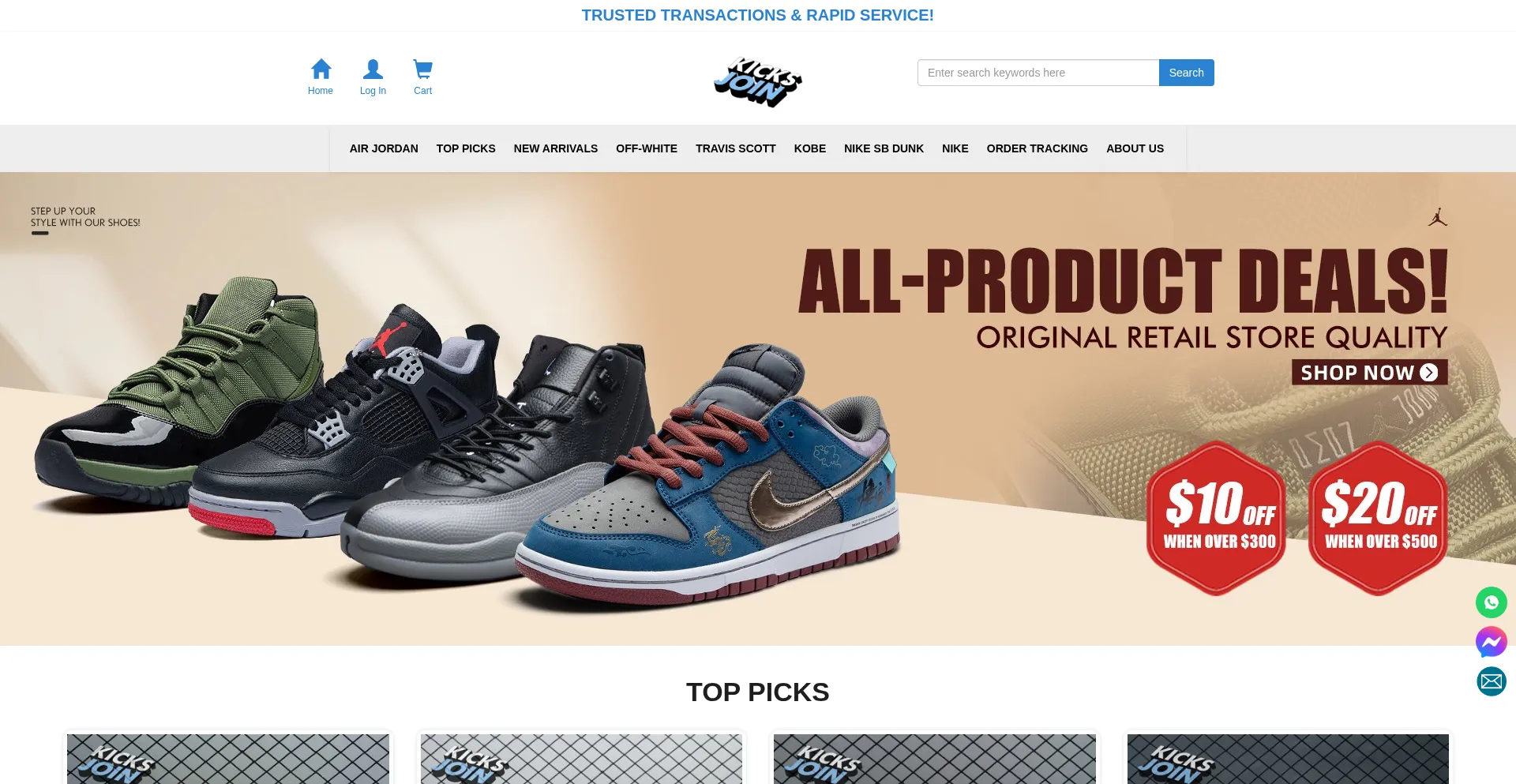 Website screenshot of Kicksjoinpro.com.co
