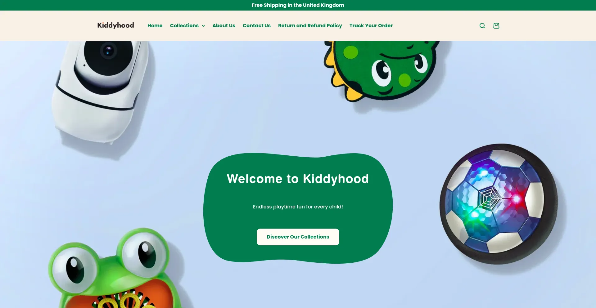 Website screenshot of Kiddyhood.com