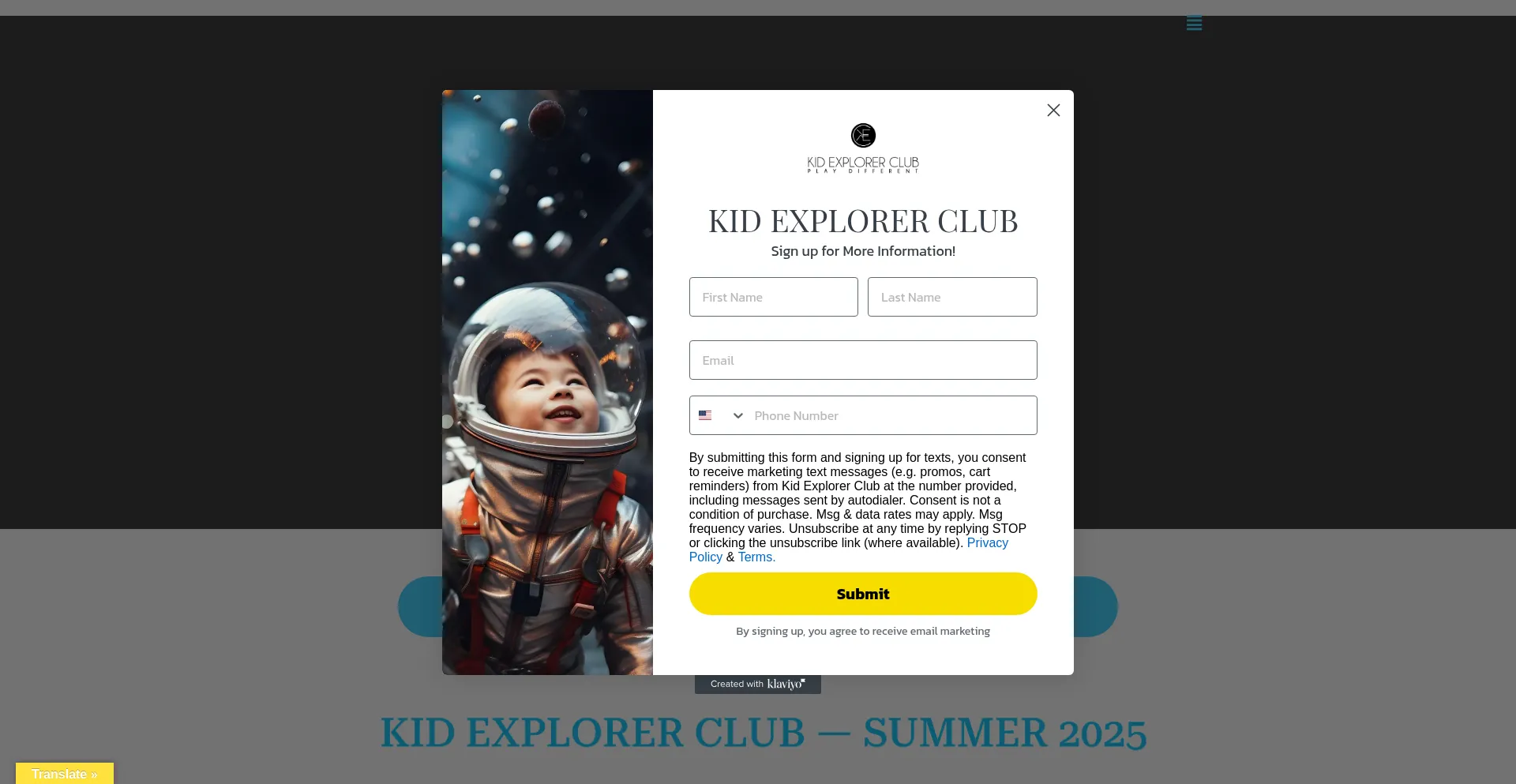 Website screenshot of Kidexplorerclubs.com