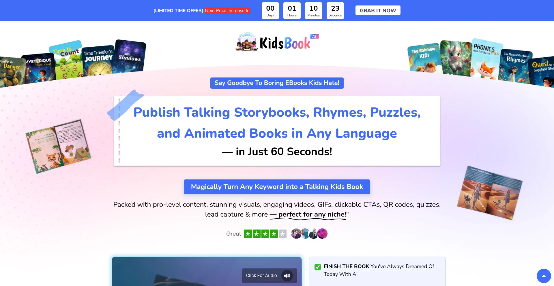 Website screenshot of Kidsbookai.com