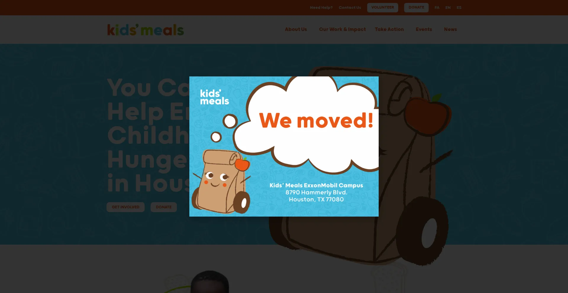 Website screenshot of Kidsmealsinc.org