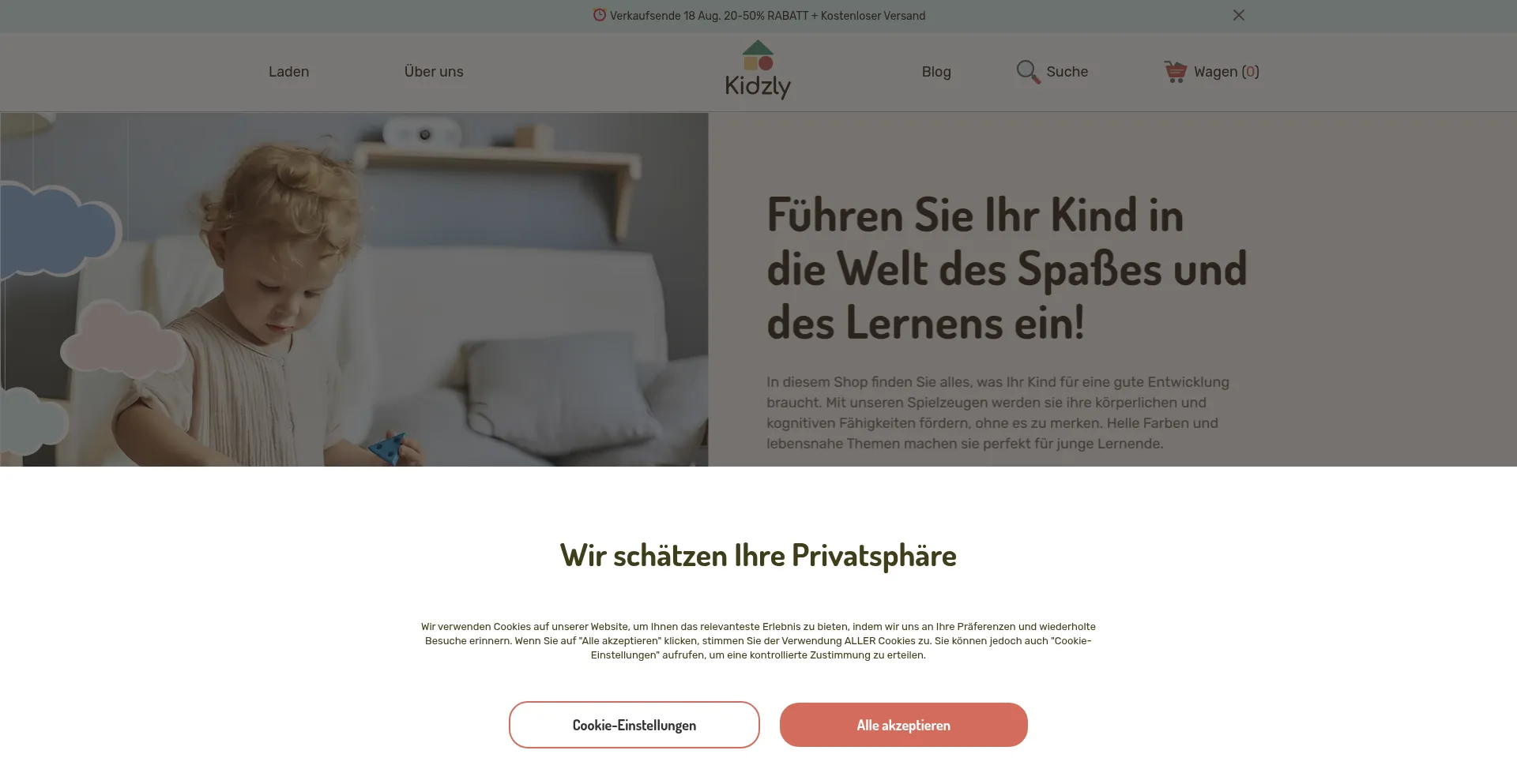 Website screenshot of Kidzly.at