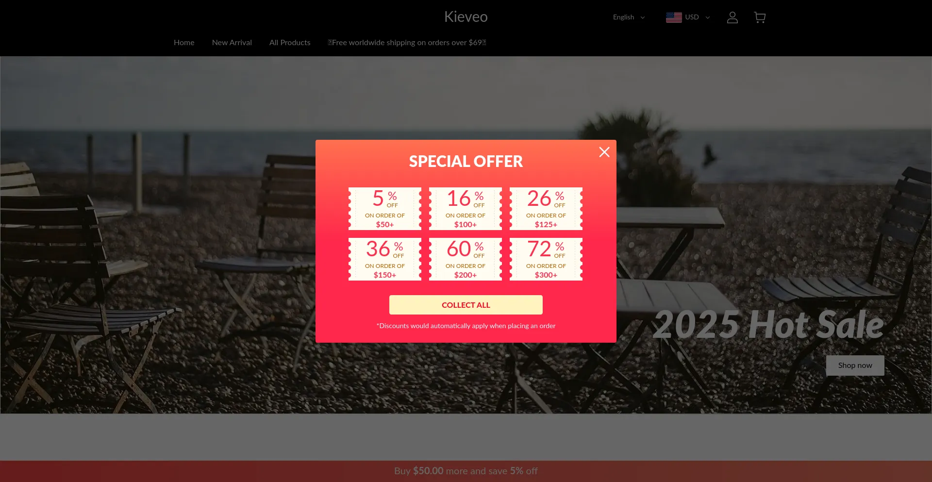 Website screenshot of Kieveo.com