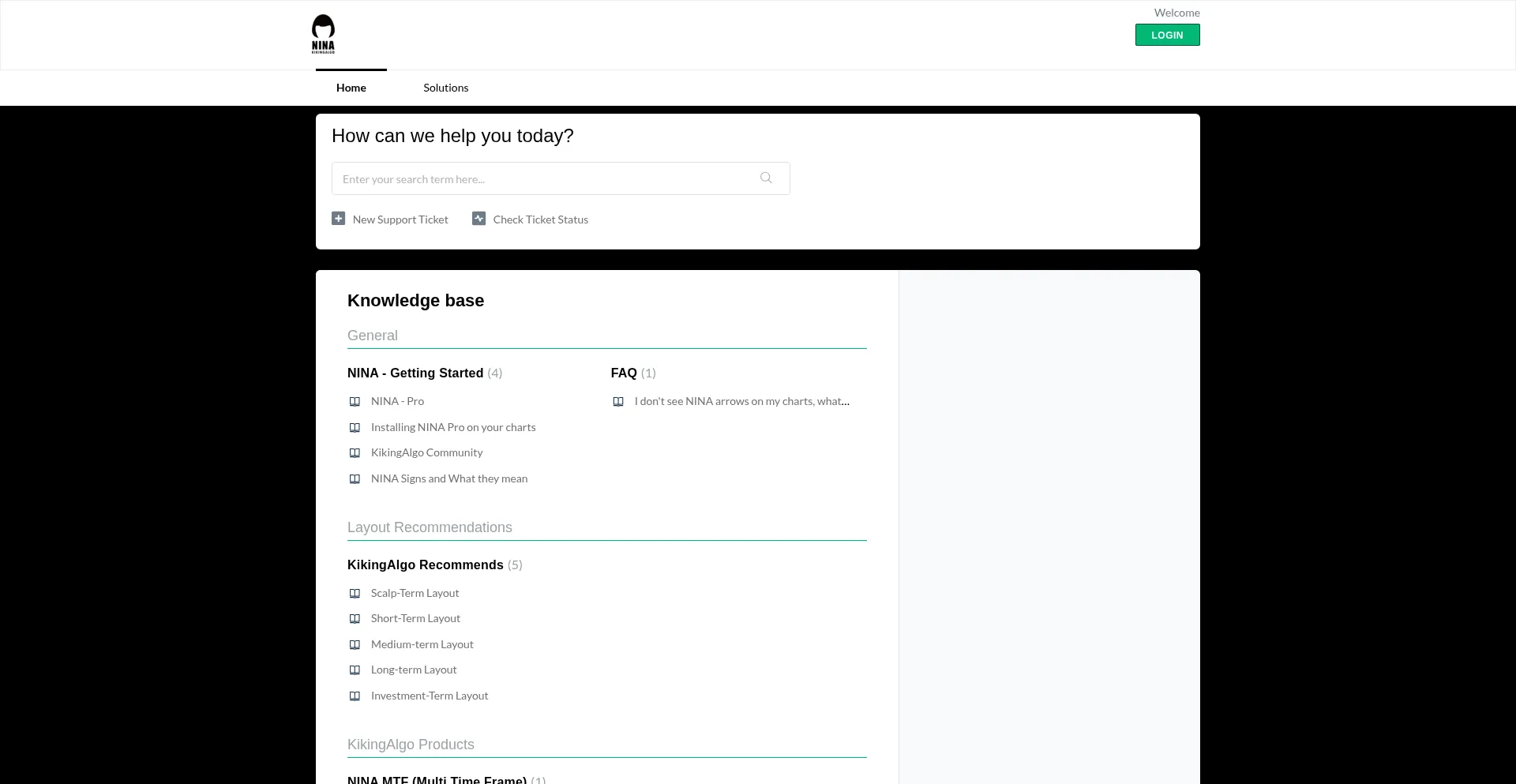 Website screenshot of Kikingalgo.freshdesk.com