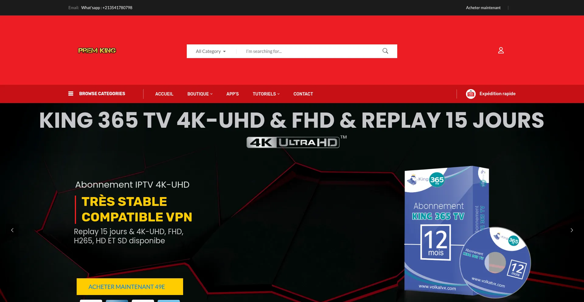Website screenshot of King-premium.com