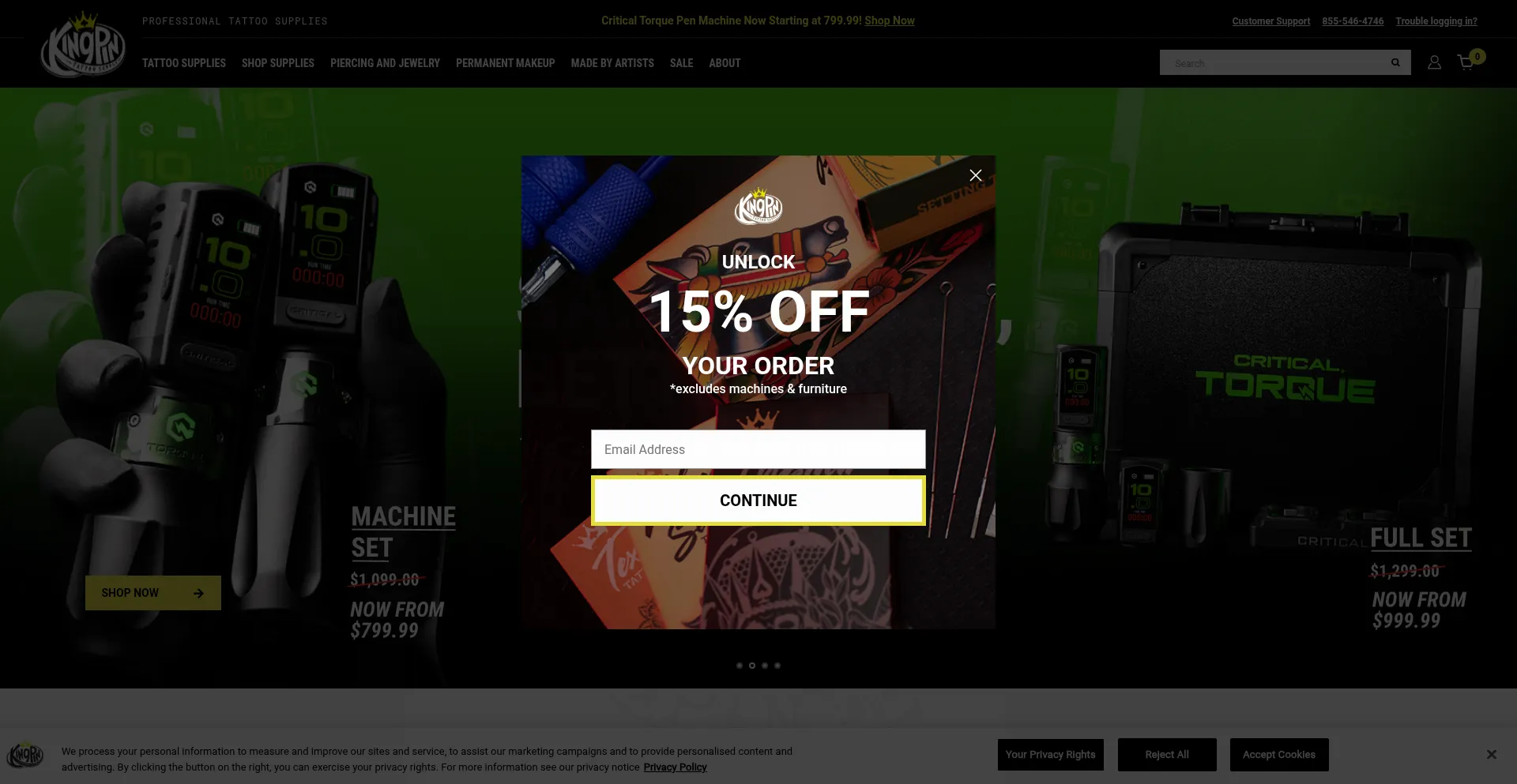 Website screenshot of Kingpintattoosupply.com