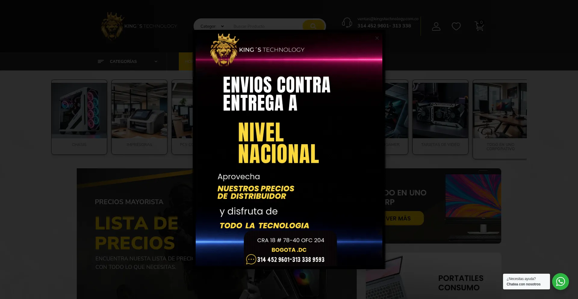 Website screenshot of Kingstechnology.com.co