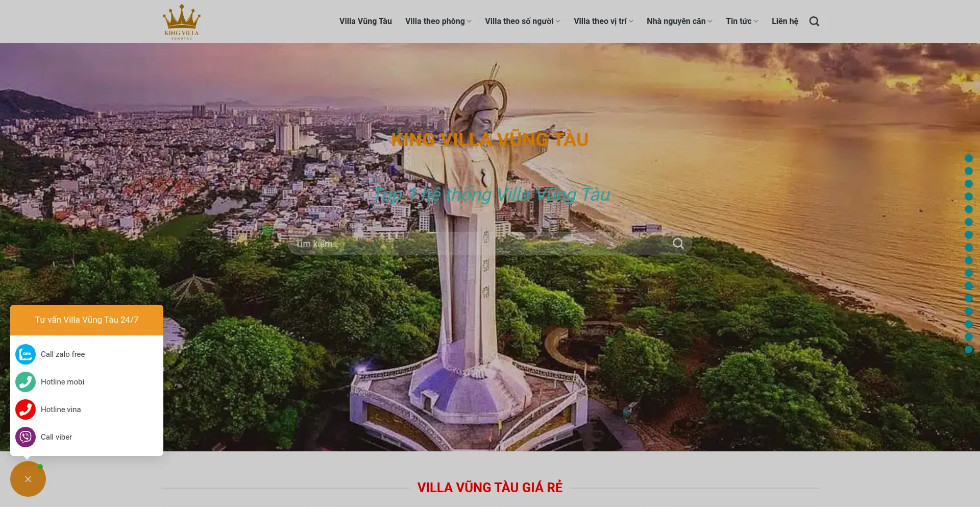 Website screenshot of Kingvillavungtau.com