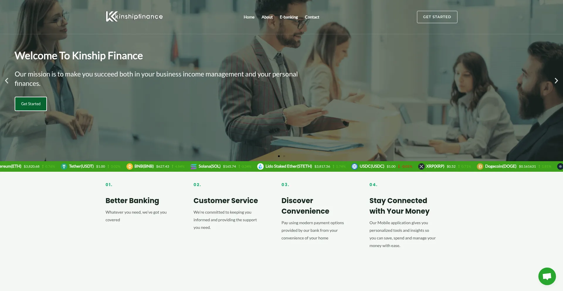 Website screenshot of Kinshipfinance.org