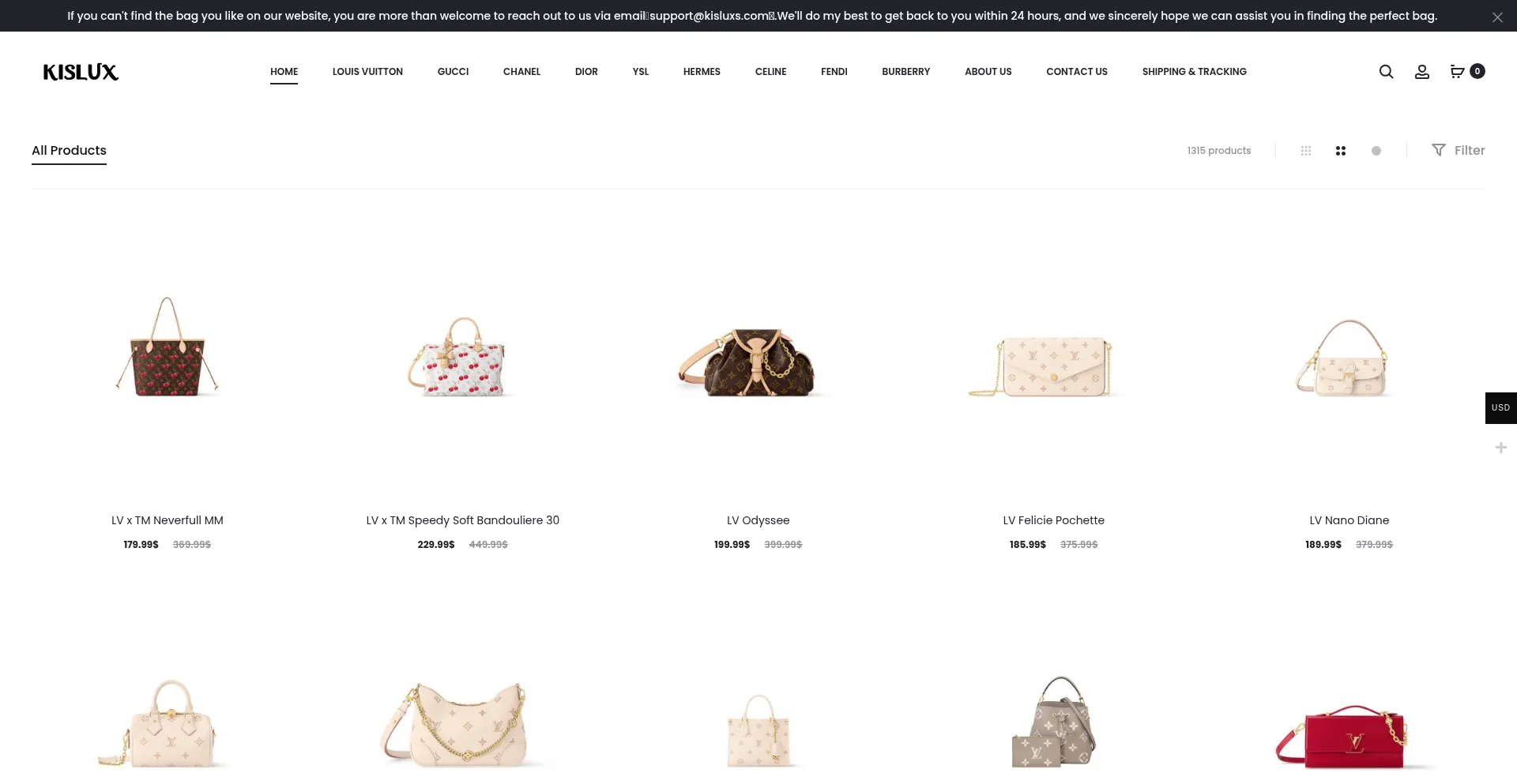 Website screenshot of Kisluxs.com