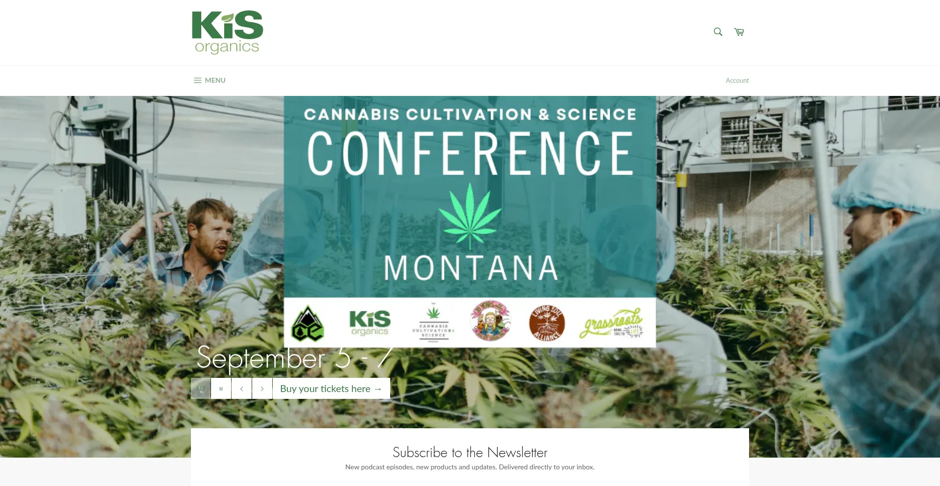 Website screenshot of Kisorganics.com