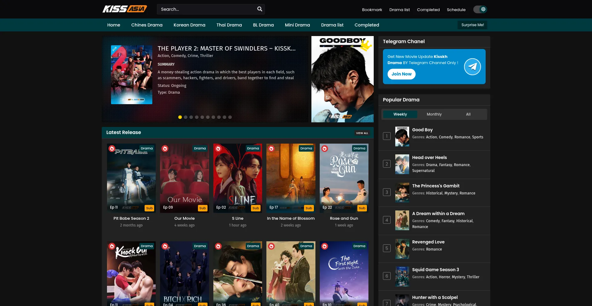 Website screenshot of Kissasia.me