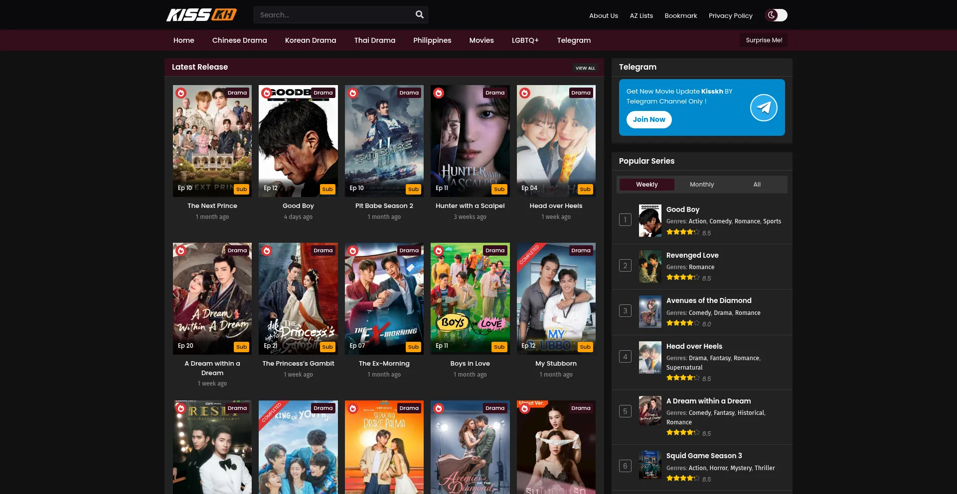 Website screenshot of Kisskh.be