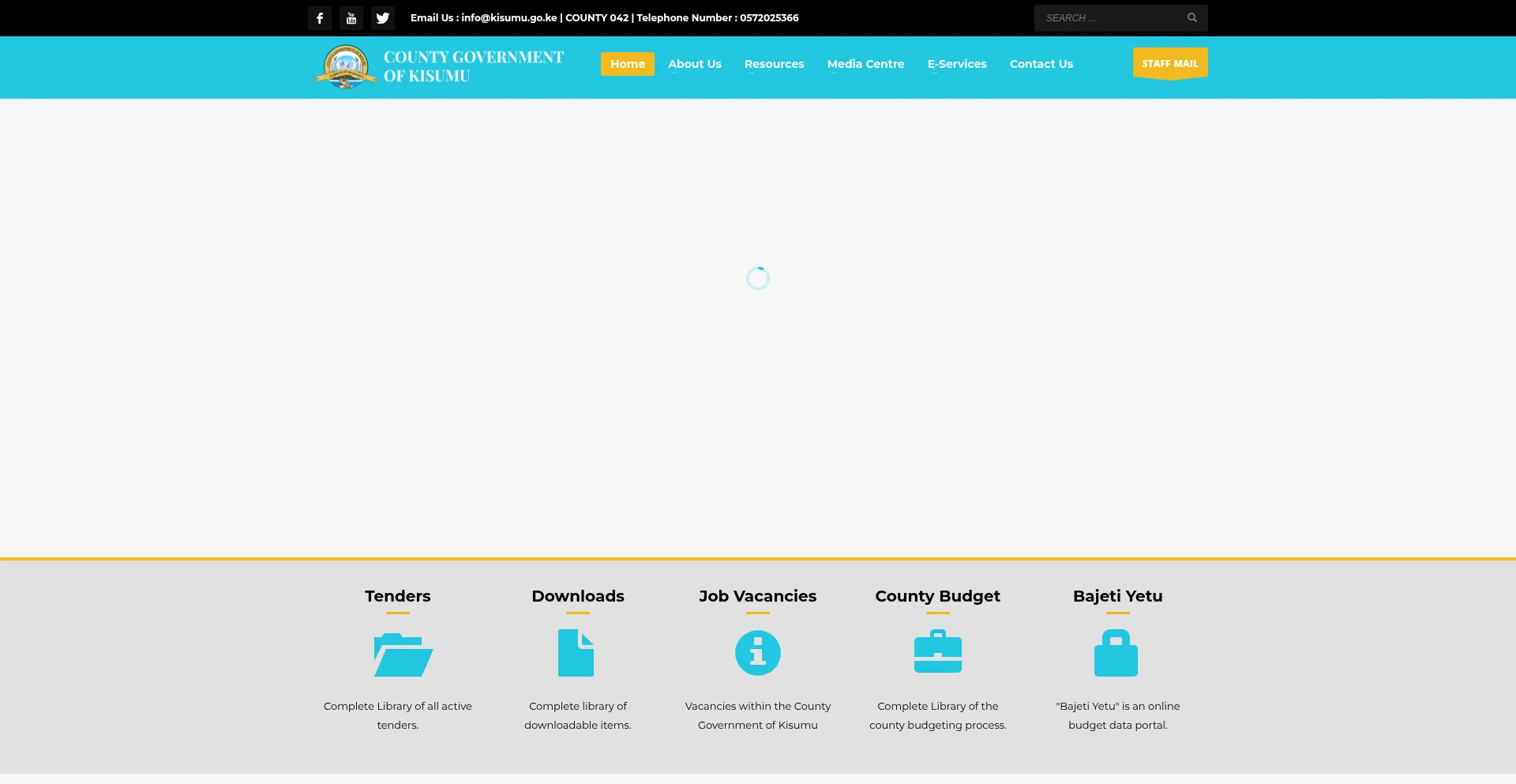 Website screenshot of Kisumu.go.ke