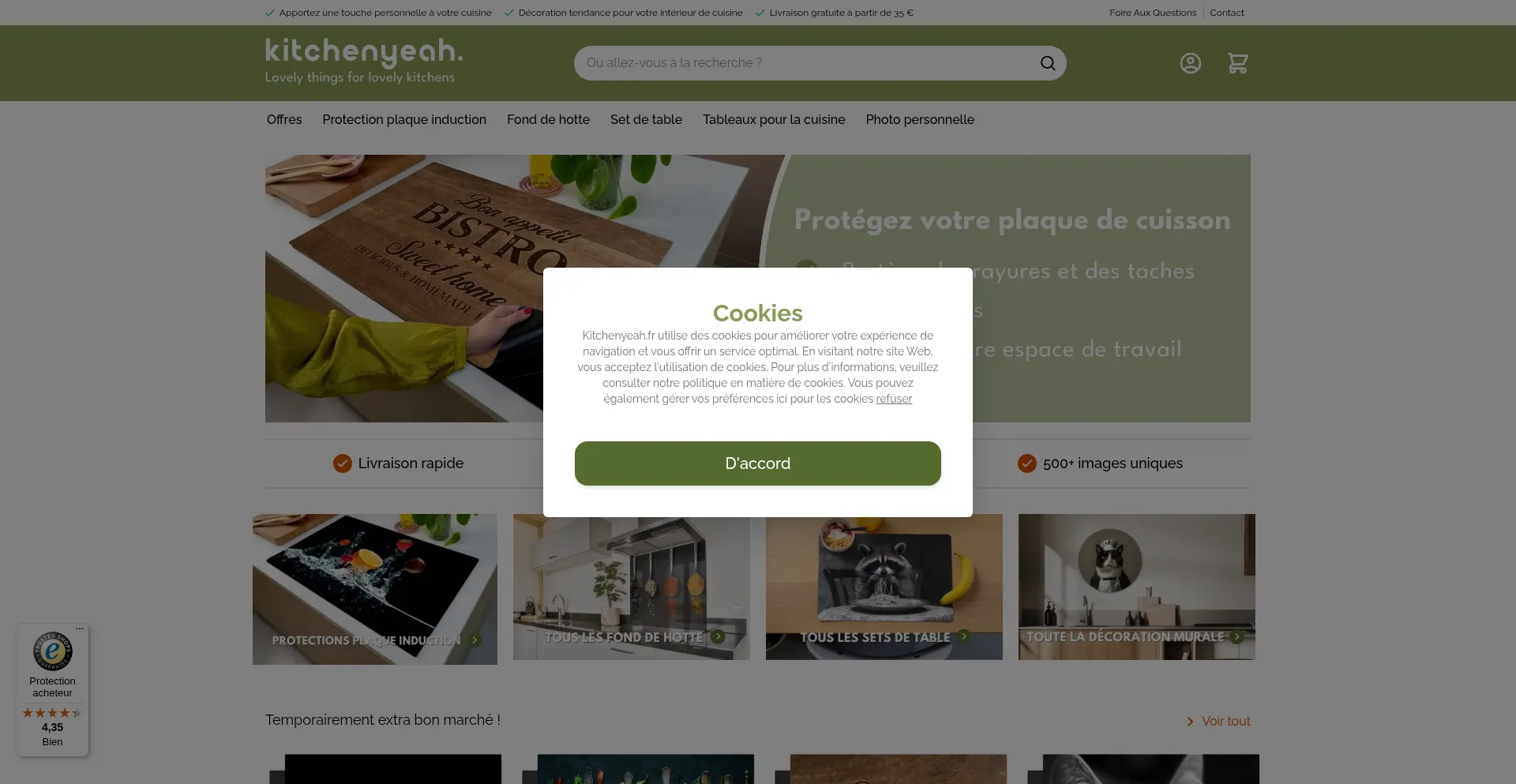 Website screenshot of Kitchenyeah.fr