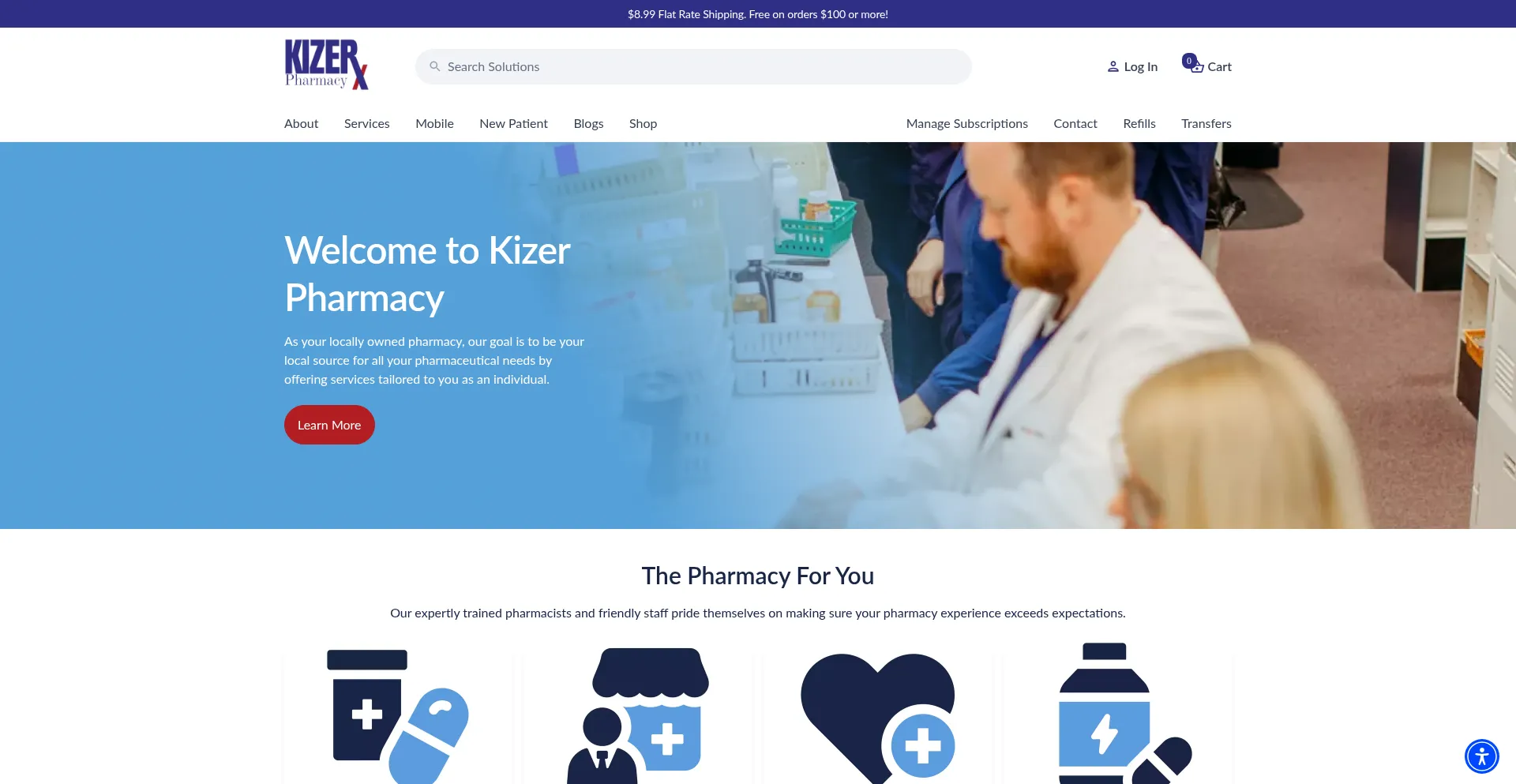 Website screenshot of Kizerpharmacy.com