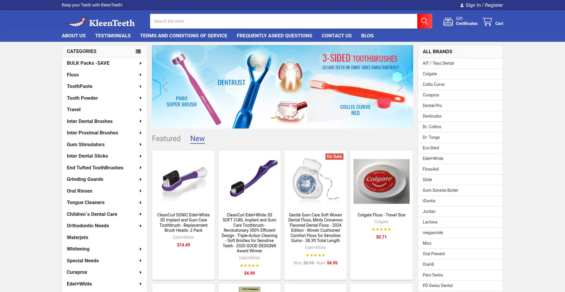 Website screenshot of Kleenteeth.com