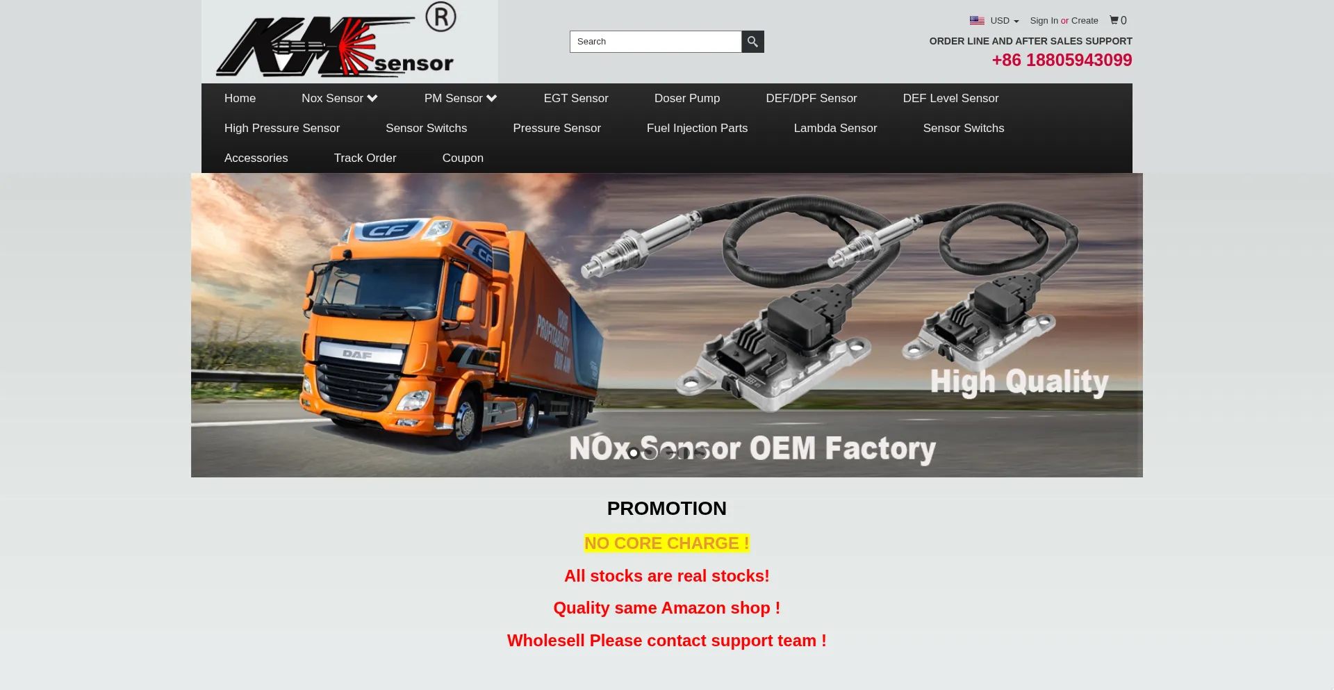 Website screenshot of Kmsensor.com