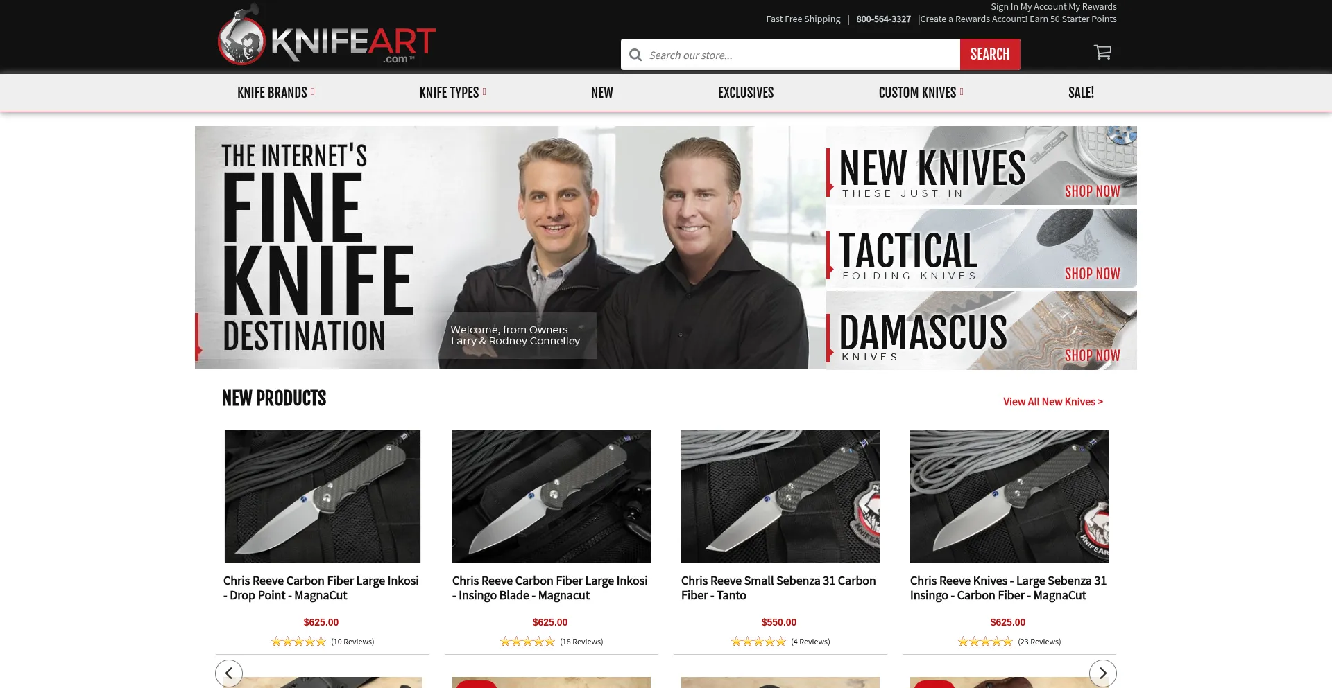 Website screenshot of Knifeart.com