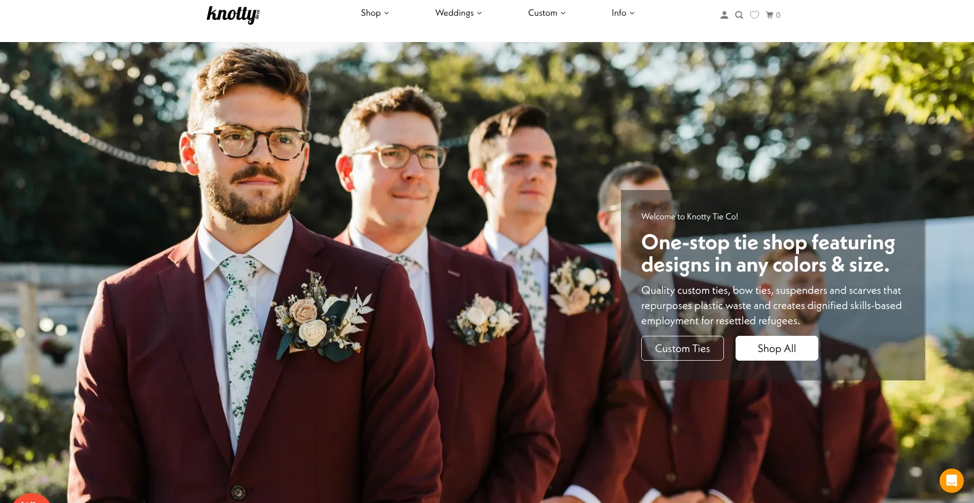 Website screenshot of Knottytie.com