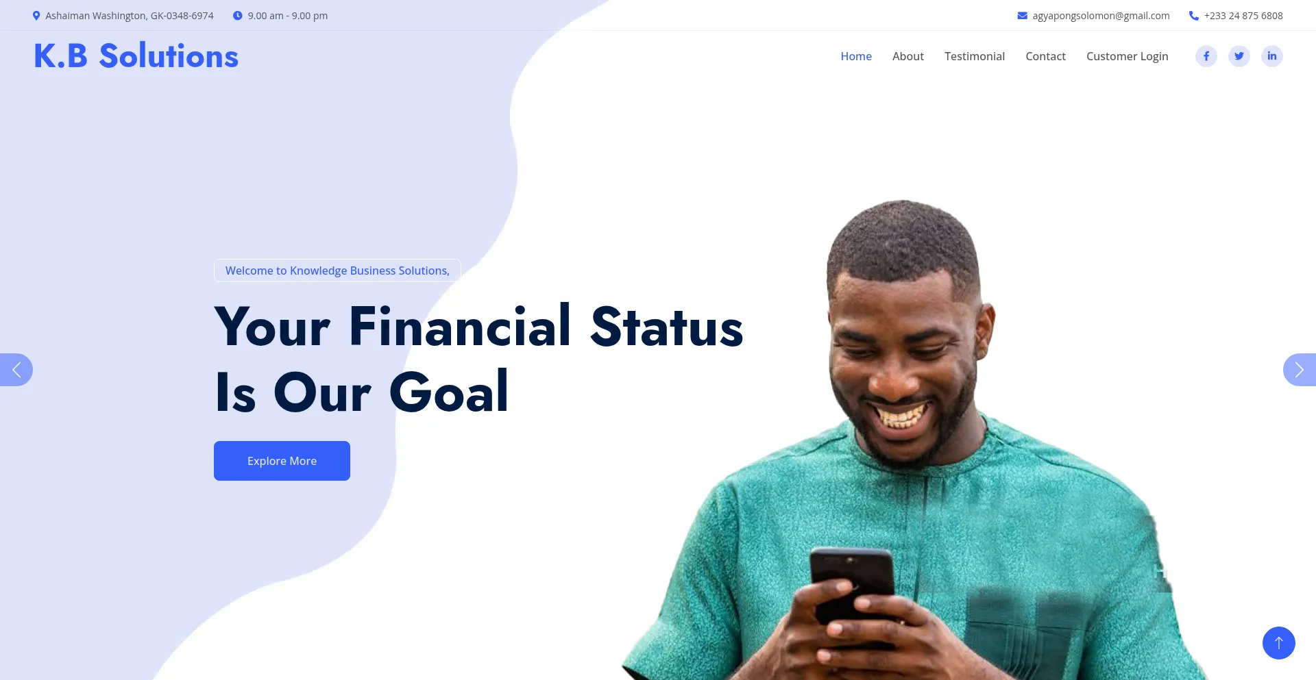 Website screenshot of Knowledgebusinesssolutions.com