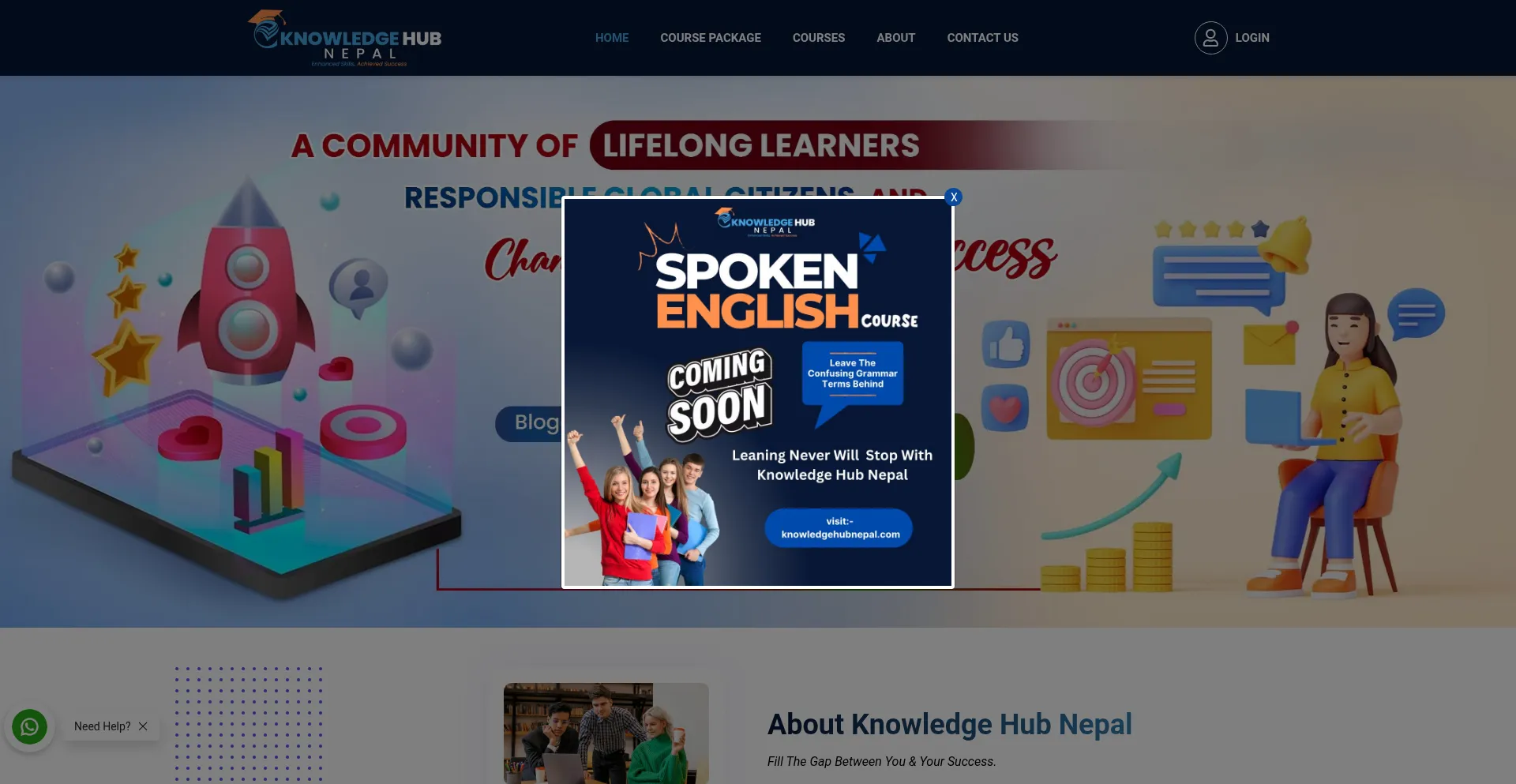 Website screenshot of Knowledgehubnepal.com