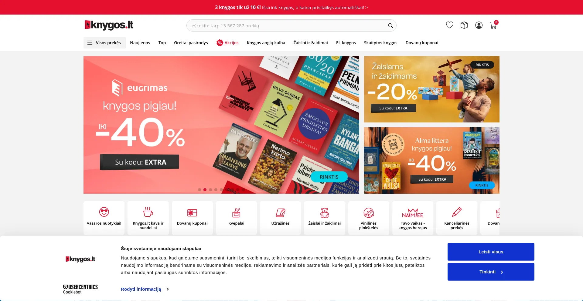 Website screenshot of Knygos.lt