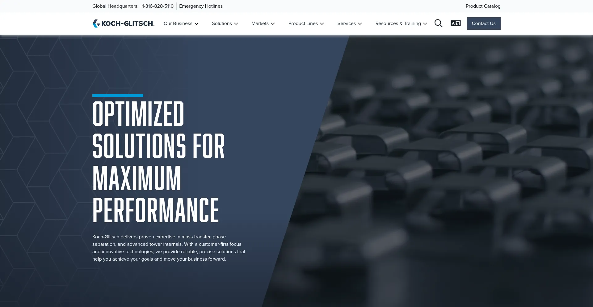 Website screenshot of Koch-glitsch.com