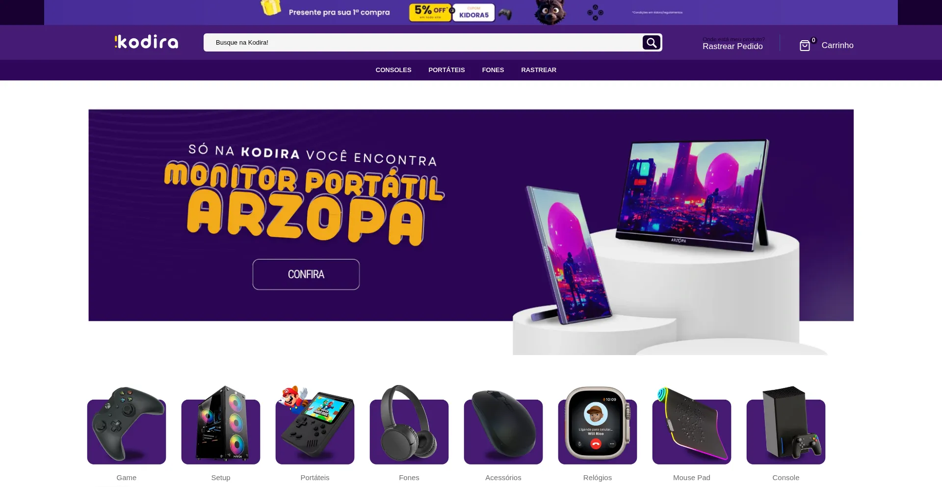 Website screenshot of Kodira.com.br