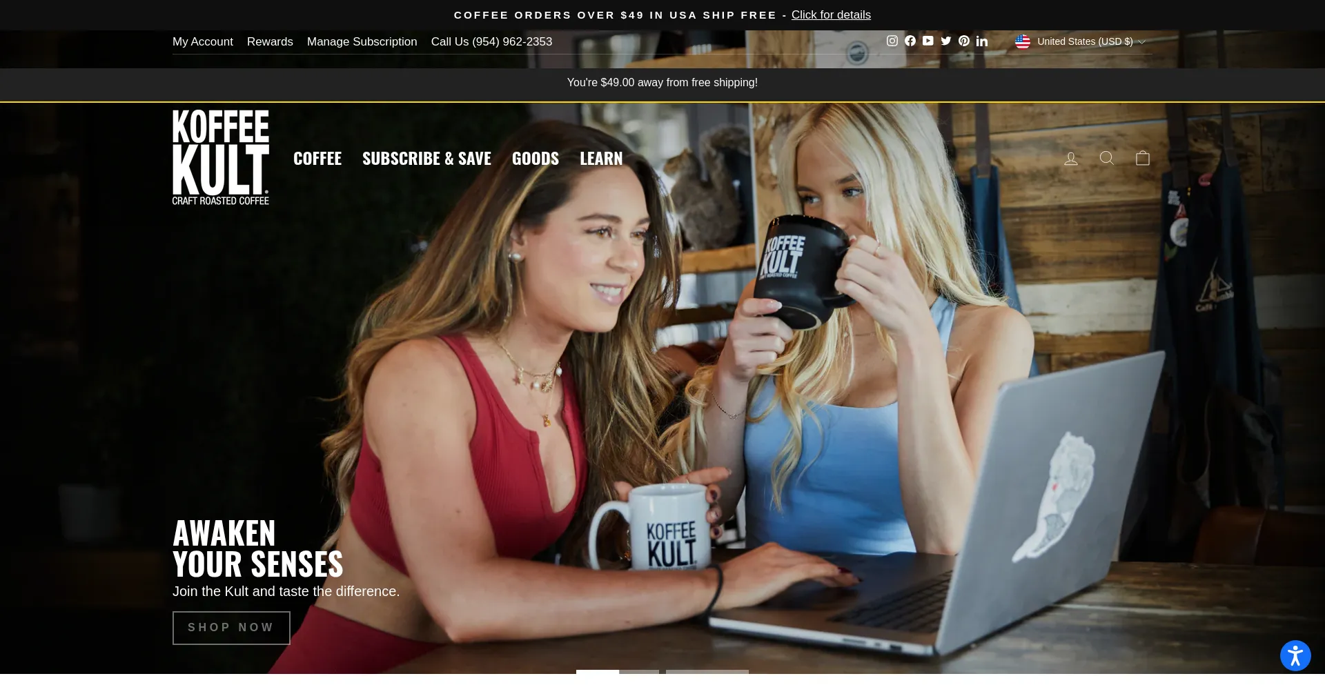 Website screenshot of Koffeekult.com